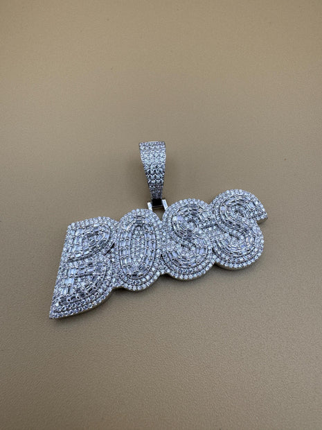 925 Sterling Silver BOSS Pendant - Made in Italy with dazzling detail - Dije BOSS en Plata de Ley 925 - Italiano con detalles deslumbrantes