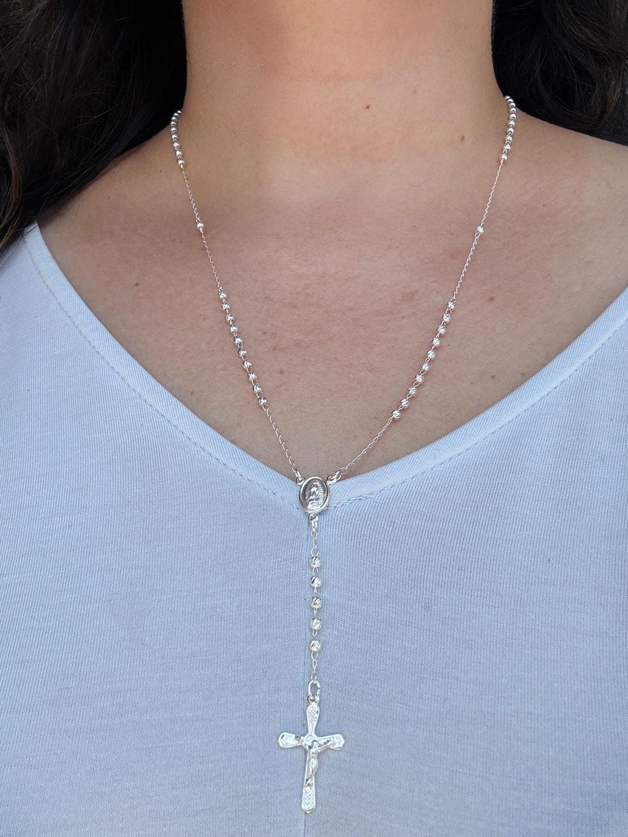 Beautiful Mini Sterling Silver 925 Handmade 12.5 inch Rosary Perfect Gift (solid beads)