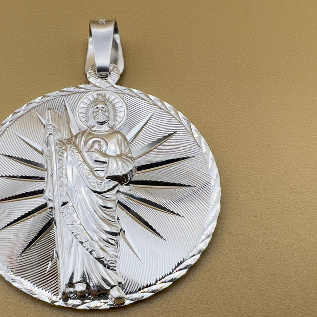 Saint Judas Patron Saint Pendant Saint Jude silver medallion necklace catholic jewelry christian jewelry 925 silver saint jude icon.