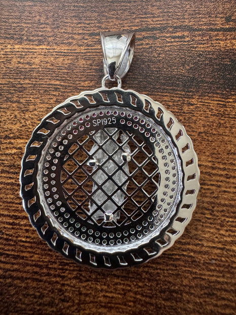 Saint Judas Tadeo Pendant – 925 Sterling Silver with Cubic Zirconia Stones