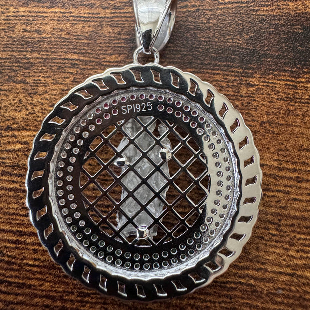 Saint Judas Tadeo Pendant – 925 Sterling Silver with Cubic Zirconia Stones