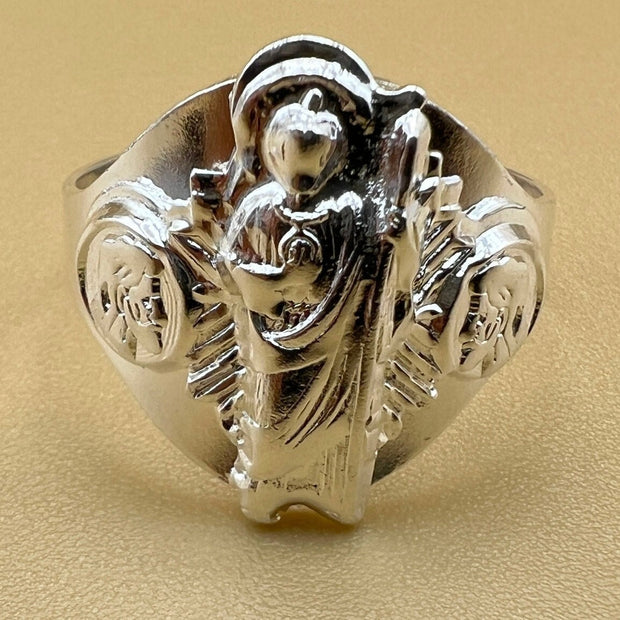 Saint Judas Sterling Silver Signet Ring, Men's ring, religious ring, Catholic gift ring, Christian jewelry, 925k sterling silver ring