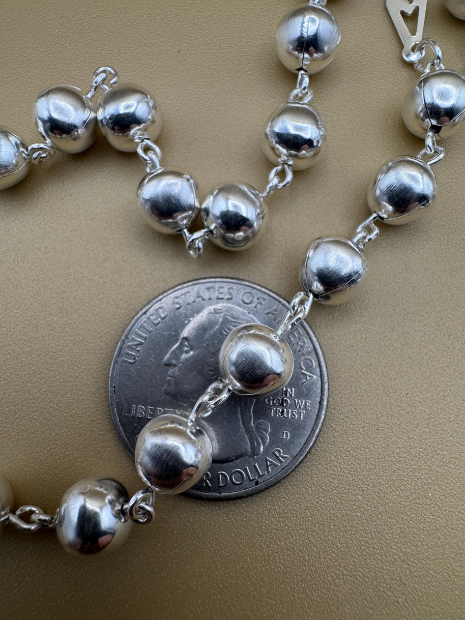 Beautiful Sterling Silver 925 Handmade Rosary Perfect  Gift (18 inch size) Solid beads