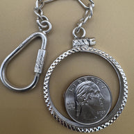 925 sterling silver keychain with a coin bezel /  925 Plata llavero con Bizel