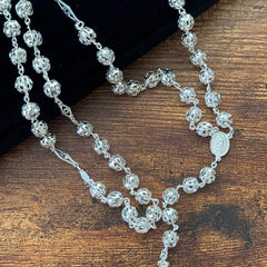 Beautiful Sterling Silver 925 Handmade Rosary Perfect  Gift (18 inch size) Solid beads